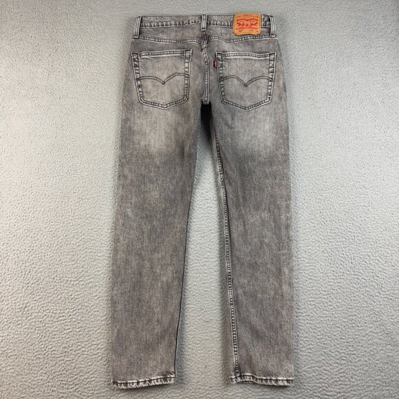 Levis 502 Jeans Mens 31x32 Regular Fit Taper Leg Faded Black Stretch Denim Pants - Picture 2 of 7